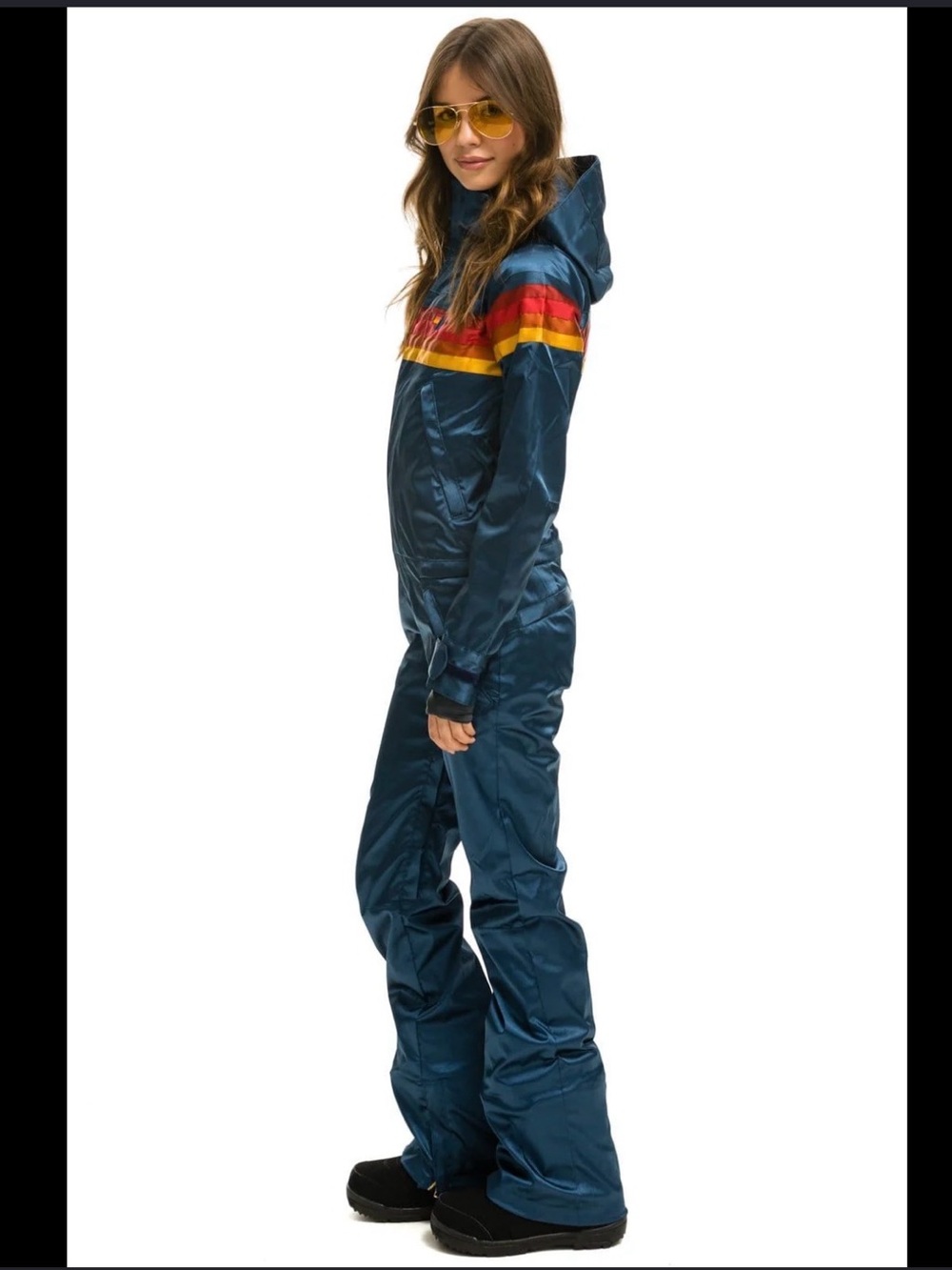 Aviator Nation $1200 Glossy Powder Navy Hooded Snow Suit M